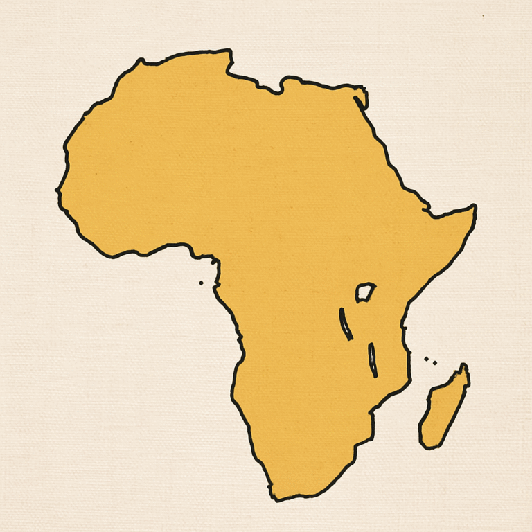 Illustrated yellow map of Africa, used for OpenAfrica Data Hub launch post.
